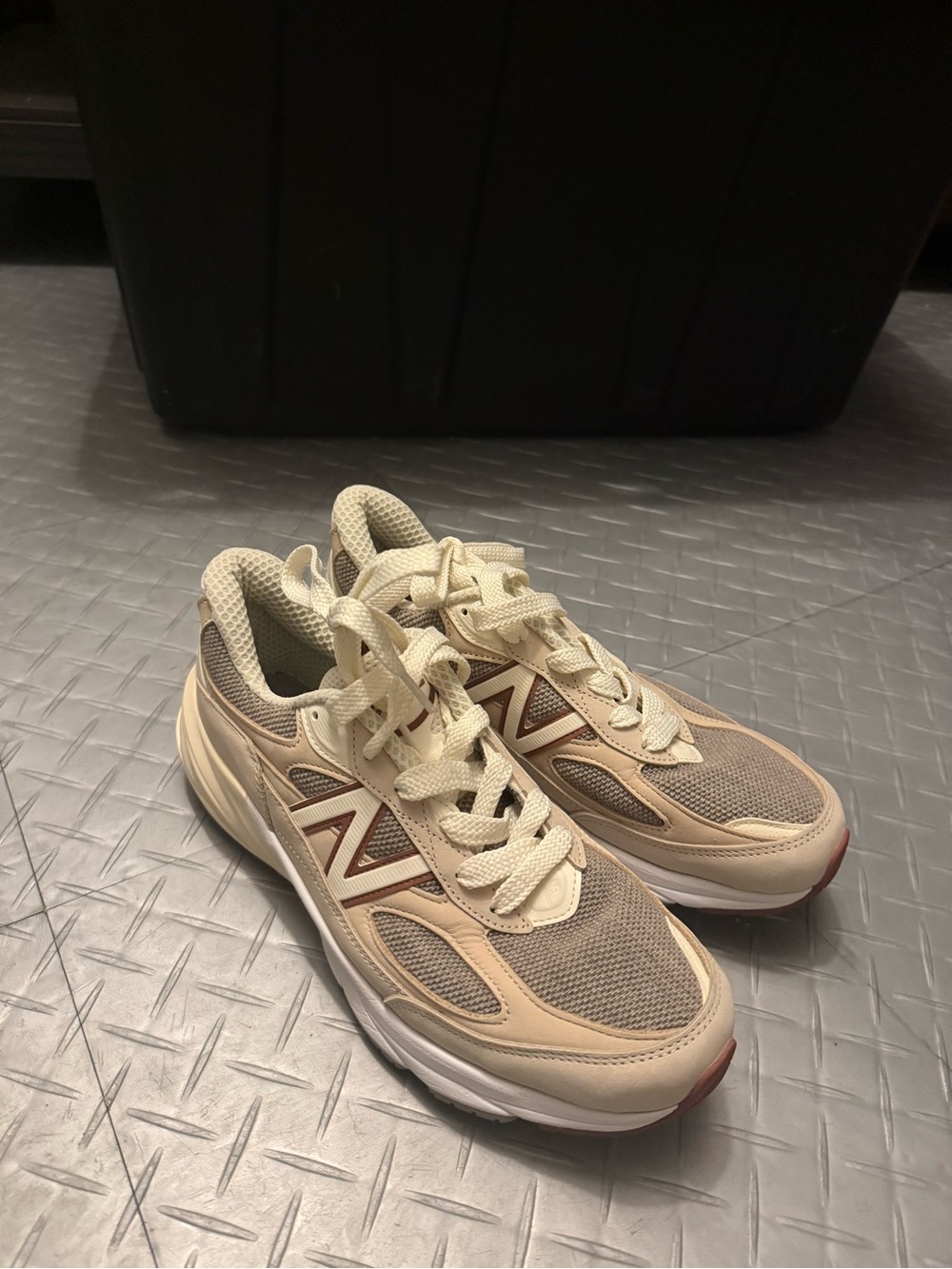 Loro Piana Beige and Brown Mesh Lace-Up Sneakers